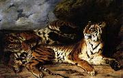 A Young Tiger Playing with its Mother Eugene Delacroix